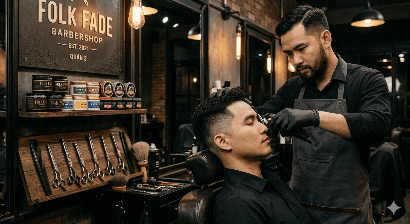 Dịch vụ cắt tóc tại barbershop uy tín Quận 2 Folk Fade